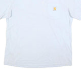 CARHARTT Mens White & Beige Logo Pocket T-Shirt L Short Sleeve Crew Neck Cotton