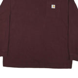 CARHARTT Mens Maroon & Brown Pocket T-Shirt XL Long Sleeve Crew Neck Cotton