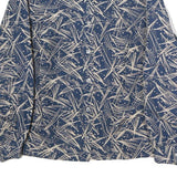 Womens Blue & Cream Abstract Print Shirt M Button Down Long Sleeve Polyester