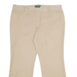 LAUREN RALPH LAUREN Womens Beige Cotton Blend Relaxed Straight Trousers W38 L29