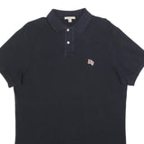 BURBERRY BRIT Womens Black Polo Shirt Jersey Cotton Blend Short Sleeve Mini