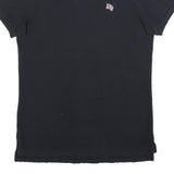 BURBERRY BRIT Womens Black Polo Shirt Jersey Cotton Blend Short Sleeve Mini