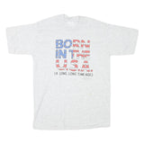 CENTER STAR Mens Grey Born In The USA Graphic T-Shirt L Short Sleeve Crew Neck