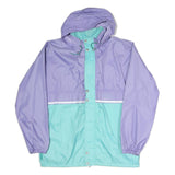 Womens Purple & Aqua Casual Jacket M Polyester Hooded Zip Colourblock Stylish