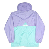 Womens Purple & Aqua Casual Jacket M Polyester Hooded Zip Colourblock Stylish