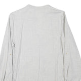 ZARA Womens Grey Cotton Blend Blouse Long Sleeve Button Neck M Casual
