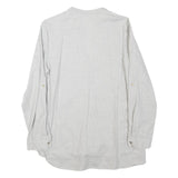 ZARA Womens Grey Cotton Blend Blouse Long Sleeve Button Neck M Casual