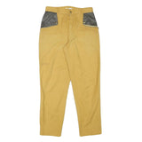 ACKERMANN Mens Cotton Blend Yellow Relaxed Straight Trousers W26 L27 Zip Casual