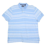 CHAPS Mens Blue & White Striped Short Sleeve Polo Shirt XL Casual Cotton Blend