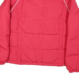 ADIDAS Womens Red Puffer Jacket UK 18 Polyester Blend Zip Lightweight Casual