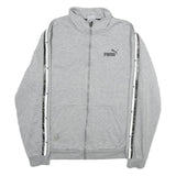PUMA Mens Grey Cotton Track Jacket L Jersey Plain Button Casual Sportswear