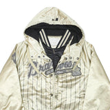 MLB Womens Cream & Black Atlanta Braves Jacket L Polyester Blend Satin Hooded