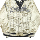 MLB Womens Cream & Black Atlanta Braves Jacket L Polyester Blend Satin Hooded