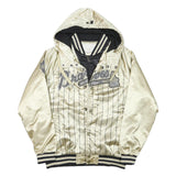 MLB Womens Cream & Black Atlanta Braves Jacket L Polyester Blend Satin Hooded