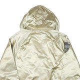 MLB Womens Cream & Black Atlanta Braves Jacket L Polyester Blend Satin Hooded