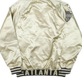 MLB Womens Cream & Black Atlanta Braves Jacket L Polyester Blend Satin Hooded