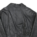 PARIS SPORT CLUB Womens Black Leather Jacket S Quilted Zip Vintage Chic