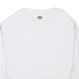 BARBOUR INTERNATIONAL Womens White Plain Jumper V-Neck Basic Knit UK 8 Cotton