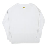 BARBOUR INTERNATIONAL Womens White Plain Jumper V-Neck Basic Knit UK 8 Cotton