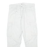 ZARA Mens Cotton Blend White Regular Cargo Trousers W32 L30 Casual Pockets Zip