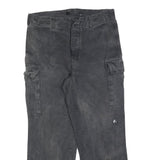 Mens Relaxed Fit Black Cargo Cotton Blend Jeans W36 L30 Zip Closure Utility