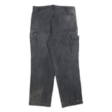 Mens Relaxed Fit Black Cargo Cotton Blend Jeans W36 L30 Zip Closure Utility