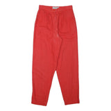 PANTALON Mens Cotton Blend Red Relaxed Tapered Trousers W27 L30 Casual Style