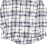 CHAPS Mens White & Blue Check Shirt L Cotton Blend Long Sleeve Casual