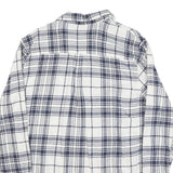 CHAPS Mens White & Blue Check Shirt L Cotton Blend Long Sleeve Casual