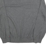 TOMMY HILFIGER Mens Grey Red & White Patterned Crew Neck Jumper Cotton Blend 2XL