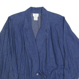 INFO Womens Blue Cotton Jacket S Woven Button Closure Relaxed Fit Classic