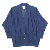 INFO Womens Blue Cotton Jacket S Woven Button Closure Relaxed Fit Classic