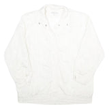 KRISTEN BLAKE Womens White Button Jacket L Nylon Plain Lightweight Casual