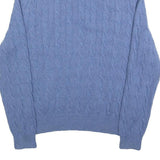 POLO RALPH LAUREN Mens Blue Cable Knit Half Zip Jumper L Cotton Classic