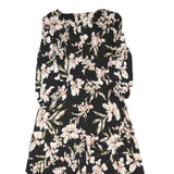 LAUREN RALPH LAUREN Womens Black Floral Wrap Dress Polyester Blend Knee Length