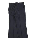 Womens Wool Blend Black Regular Straight Trousers W28 L32 Formal Workwear