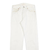 LEVI'S Mens Cotton Blend White Regular Straight Trousers W32 L31 Button Closure