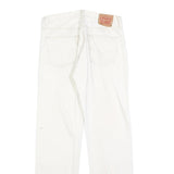 LEVI'S Mens Cotton Blend White Regular Straight Trousers W32 L31 Button Closure
