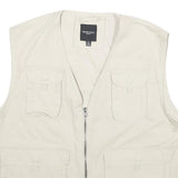 BRAVE SOUL Mens White Cotton Utility Jacket XL Plain Zip Pocket