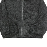 POINT ZERO Womens Black Acrylic Zip Jacket L Fleece Cozy Warm Casual Outerwear