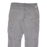 CARHARTT Mens Regular Grey Cotton Blend Cargo Trousers W38 L29 Workwear Relaxed