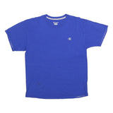 CHAMPION Mens Blue Graphic T-Shirt L Short Sleeve Crew Neck Casual Cotton