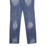 ZIPPER Womens Relaxed Blue Denim Light W32 L32 Distressed Zip Jeans