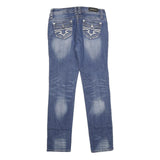 ZIPPER Womens Relaxed Blue Denim Light W32 L32 Distressed Zip Jeans