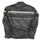 SEDICI Womens Black & Cream Leather Biker Jacket M Zip Sporty Striped Racing