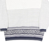 JEAN PASCALE Womens White & Navy Patterned Crew Neck Sweatshirt S Casual Cotton