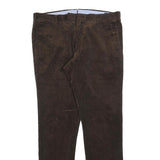POLO RALPH LAUREN Mens Slim Brown Corduroy Trousers W36 L34 Classic Zip Pocket