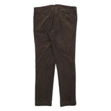 POLO RALPH LAUREN Mens Slim Brown Corduroy Trousers W36 L34 Classic Zip Pocket