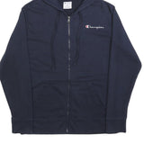 CHAMPION Mens Navy Blue Full Zip Hoodie M Cotton Blend Casual Zip Up