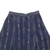 TORY BURCH Womens Blue Denim A-Line Short Cotton Skirt XS Embroidered Pattern